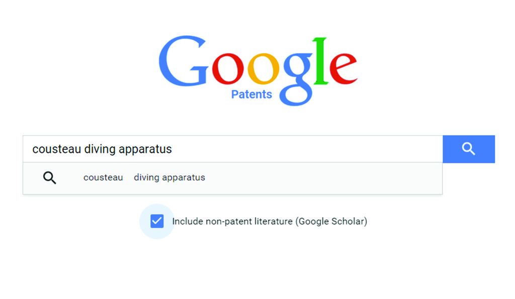 Google Patents search interface.