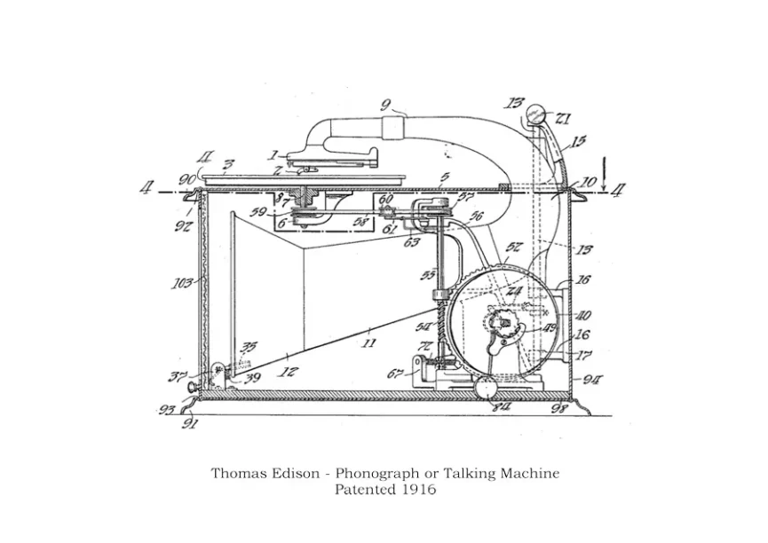 Thomas Edison Phonograph or Talking Machine - Patented 1916